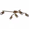 zeskoppige LED plafondspot in antiek koperen kleur met GU10 fitting en maximaal 35W vermogen zeskoppige LED plafondspot in antiek koperen kleur met GU10 fitting en maximaal 35W vermogen