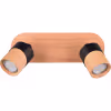 Twee-lichts LED plafondspot met houten en zwarte afwerking en GU10 fitting tot 10W vermogen Twee-lichts LED plafondspot met houten en zwarte afwerking en GU10 fitting tot 10W vermogen