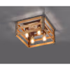 LED plafondlamp met vier E27 fittingen in mat nikkel en hout, geschikt tot 28W verlichting LED plafondlamp met vier E27 fittingen in mat nikkel en hout, geschikt tot 28W verlichting