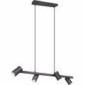 Zwarte LED Hanglamp Trion Milona - 4-lichts, GU10 Fitting, Mat Zwart Aluminium