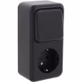 Q-LINK wandcontactdoos mat zwart met wisselschakelaar Q-LINK wandcontactdoos mat zwart met wisselschakelaar