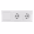 Earthed wall socket, double, with two-way switch 16A Earthed wall socket, double, with two-way switch 16A