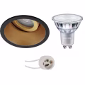 Dimmable 7W LED Spot Set - Tiltable Round Recessed Spotlight in Matte Black & Gold Dimmable 7W LED Spot Set - Tiltable Round Recessed Spotlight in Matte Black & Gold