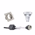 Dimbare 3W LED Spot Set - Kantelbare Vierkante Inbouwspot GU10, Wit, Mat Nikkel