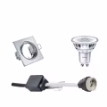 Dimbare 3W LED Spot Set - Inbouw Vierkante Kantelbare Spot - Witte & Chroom Afwerking Dimbare 3W LED Spot Set - Inbouw Vierkante Kantelbare Spot - Witte & Chroom Afwerking
