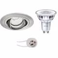 LED Spot Set 3W - Tiltable Round Recessed Spot Matt Nickel, Warm White 3000K, Dimmable Spot GU10 LED Spot Set 3W - Tiltable Round Recessed Spot Matt Nickel, Warm White 3000K, Dimmable Spot GU10
