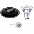LED Spot Set - Kantelbare Ronde Zwarte Inbouwspot 6W LED Warm Wit LED Spot Set - Kantelbare Ronde Zwarte Inbouwspot 6W LED Warm Wit