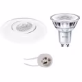 LED Spotlight Set 6W - Tiltable White Round Recessed Spotlight with GU10 Fitting LED Spotlight Set 6W - Tiltable White Round Recessed Spotlight with GU10 Fitting