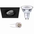 LED Spot Set - Kantelbare Vierkante Inbouwspot 6W LED - Zwarte & Witte Spot LED Spot Set - Kantelbare Vierkante Inbouwspot 6W LED - Zwarte & Witte Spot