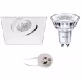 LED Spot Set 6W - Tiltable Square Recessed Spotlight Matt White Warm White LED Spot Set 6W - Tiltable Square Recessed Spotlight Matt White Warm White