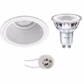 5W LED Spotlight Set - Recessed Round Matte White - White Spotlight GU10, Warm White 3000K 5W LED Spotlight Set - Recessed Round Matte White - White Spotlight GU10, Warm White 3000K
