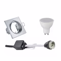LED Spotlight Set 6W - Tiltable Square Recessed Spotlight Gloss Chrome, Bright Cool White 6400K LED Spotlight Set 6W - Tiltable Square Recessed Spotlight Gloss Chrome, Bright Cool White 6400K