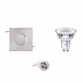 LED Spot Set 4W - Dimbare Vierkante Inbouwspot IP65 - Mat Chroom GU10 LED Spot Set 4W - Dimbare Vierkante Inbouwspot IP65 - Mat Chroom GU10