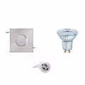 LED Spot Set 3.4W - Dimmable Square Recessed Spot IP65 - Matte Chrome, GU10, Warm White LED Spot Set 3.4W - Dimmable Square Recessed Spot IP65 - Matte Chrome, GU10, Warm White