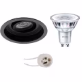 Kantelbare 4W LED Spot Set - Ronde Mat Zwarte Inbouwspot GU10, Zeer Warm Wit Kantelbare 4W LED Spot Set - Ronde Mat Zwarte Inbouwspot GU10, Zeer Warm Wit