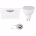 LED Spotlight Set 6W - Square White Recessed Spotlight GU10 Fitting Natural White 4200K LED Spotlight Set 6W - Square White Recessed Spotlight GU10 Fitting Natural White 4200K