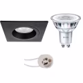 LED Spotlight Set - 4W Dimmable Square Recessed Spotlight - Matte Black - GU10 - Philips LED Spotlight Set - 4W Dimmable Square Recessed Spotlight - Matte Black - GU10 - Philips