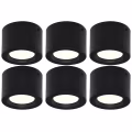 LED Downlight 6 Pack - Surface Mounted Round High 5W - Natural White 4200K - Matte Black Aluminum - Ø105mm LED Downlight 6 Pack - Surface Mounted Round High 5W - Natural White 4200K - Matte Black Aluminum - Ø105mm