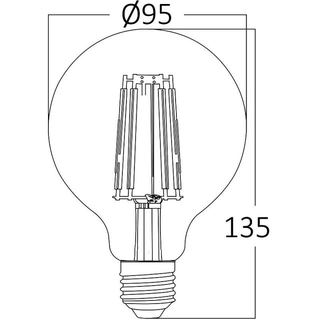 HLW LED 10x LED Lamp E27 Globe Filament Brinton 6W G95 2200K Dimbaar