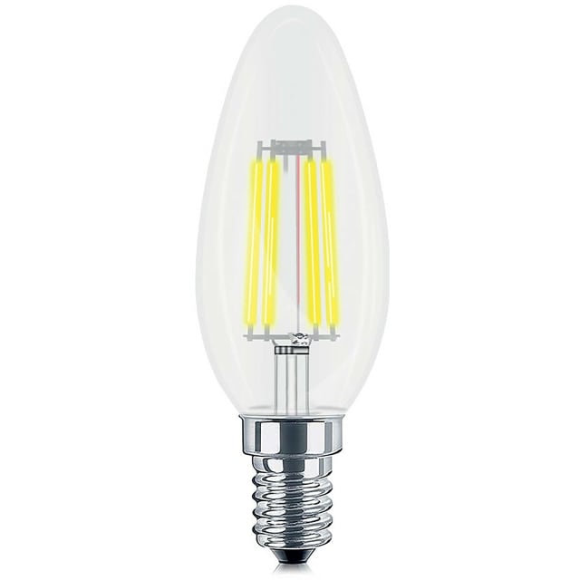Tien dimbare E14 LED kaarslampen filament warm wit 4W 3000K 470 lumen in voordeelverpakking