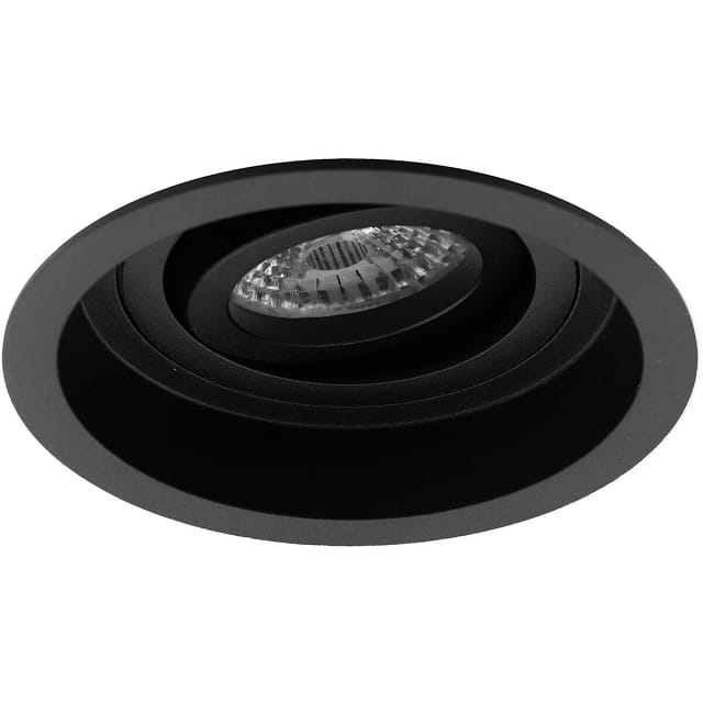 Kantelbare mat zwarte 3W LED inbouwspot met GU10 fitting en warm wit licht 3000K