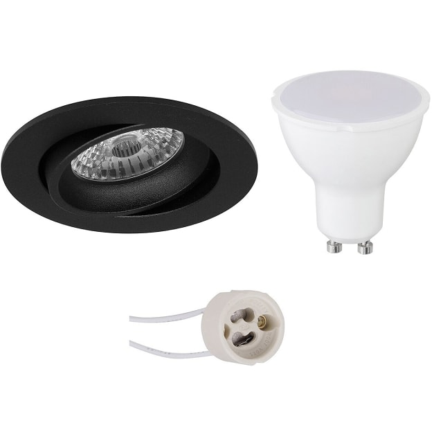 Dimbare 6W LED Inbouwspot Kantelbaar Mat Zwart GU10 4200K Lichtbronnen
