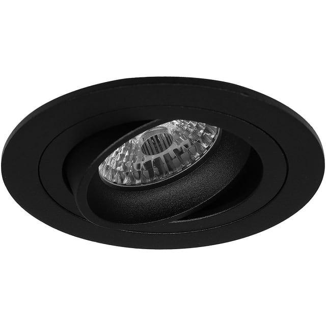 Kantelbare ronde mat zwarte inbouwspot met GU10 fitting 3,5W 4000K neutraal wit licht