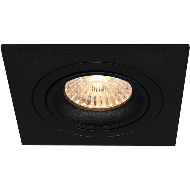 HLW LED Kantelbare 6W LED Spot Set - Inbouw Vierkante Spot Mat Zwart, Warm Wit