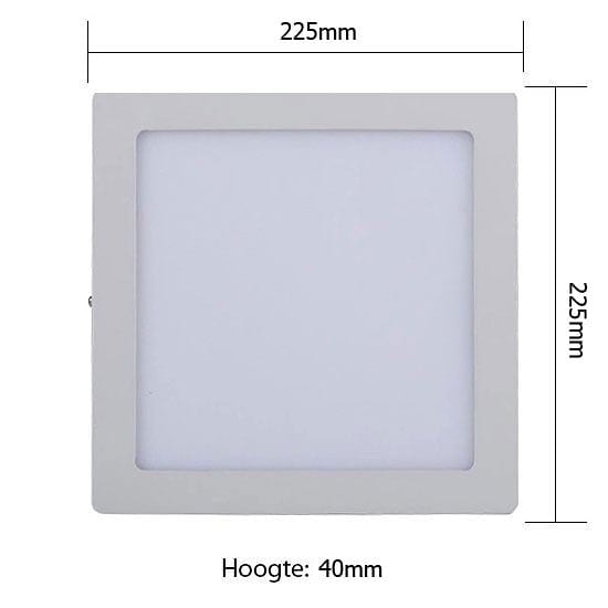 HLW LED LED Downlight - Opbouw Vierkant 18W - Helder/Koud Wit 6400K - Mat Wit Aluminium - 225mm