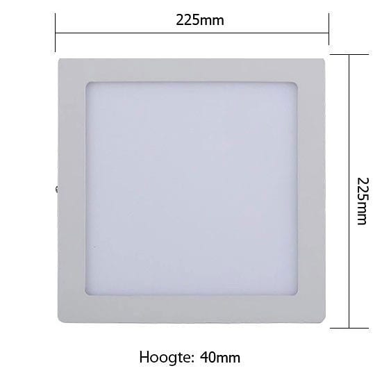 HLW LED LED Downlight - Opbouw Vierkant 18W - Natuurlijk Wit 4200K - Mat Wit Aluminium - 225mm