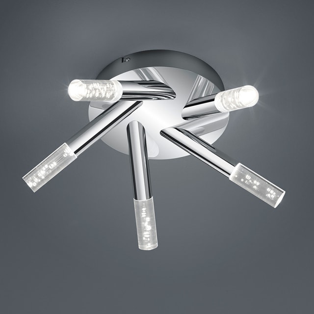 HLW LED LED Plafondlamp - Badkamerlamp - Trion Balo - 15W - Warm Wit 3000K - 5-lichts - Rond - Glans Chroom - Spatwaterdicht IP44 - Aluminium - OSRAM LEDs