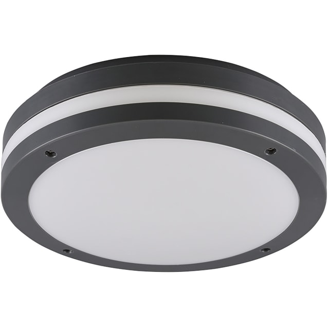 ronde mat antraciet LED plafondlamp 12W 1000 lumen 3000K IP54 geschikt voor vochtige ruimtes
