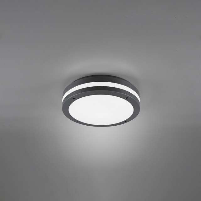 HLW LED LED Plafondlamp - Badkamerlamp - Trion Keraly - Opbouw Rond - Waterdicht - 12W - Warm Wit 3000K - Mat Antraciet - Kunststof