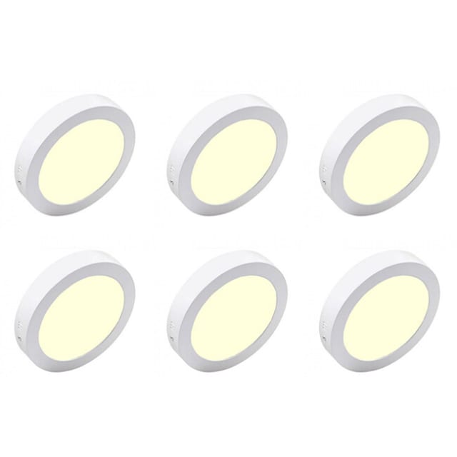 LED Opbouwspot 6-pack Ø225mm 18W 1850lm 3000K Warmwit Binnenverlichting