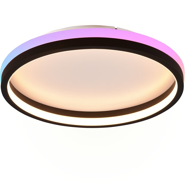 Mat zwarte ronde LED plafondlamp 18W dimbaar met RGBW en instelbare kleurtemperatuur