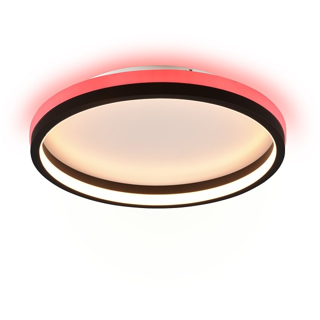 HLW LED LED Plafondlamp - Plafondverlichting - Trion Kio - 18W - RGBW - Dimbaar - Aanpasbare Kleur - Afstandsbediening - Rond - Mat Zwart - Metaal