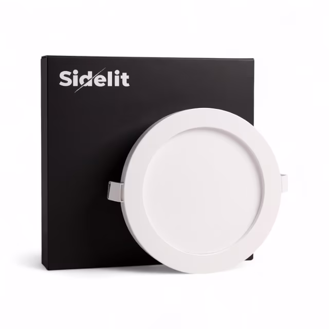 ronde Sidelit LED downlight 6 watt warm wit 3000K 480 lumen diameter 93 mm hoogte 26 mm ronde Sidelit LED downlight 6 watt warm wit 3000K 480 lumen diameter 93 mm hoogte 26 mm