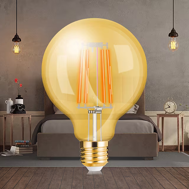 HLW LED 10x LED Lamp E27 Globe Filament Brinton 6W G95 2200K HLW LED 10x LED Lamp E27 Globe Filament Brinton 6W G95 2200K