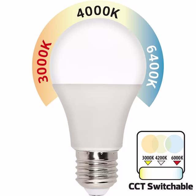 LED lamp met E27 fitting, 12W vermogen en instelbare lichtkleur 4000K, 3000K en 6400K LED lamp met E27 fitting, 12W vermogen en instelbare lichtkleur 4000K, 3000K en 6400K