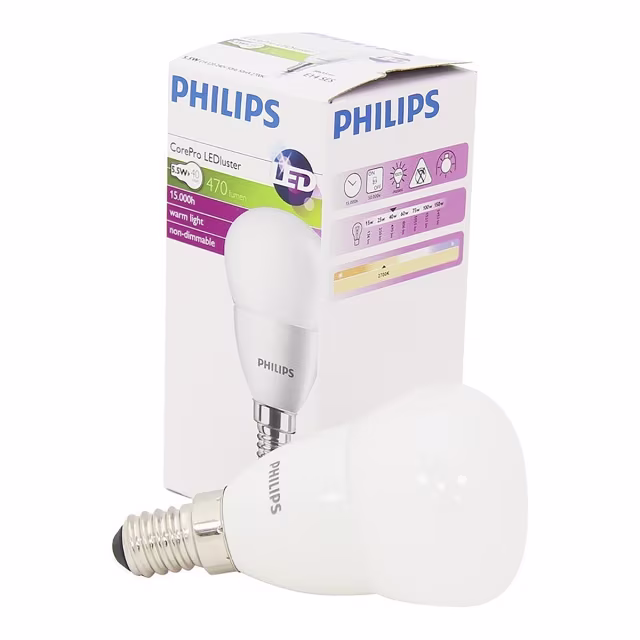 Philips PHILIPS LED Lamp 10 Pack - E14 Fitting, Warm Wit 2700K, 5.5W Philips PHILIPS LED Lamp 10 Pack - E14 Fitting, Warm Wit 2700K, 5.5W