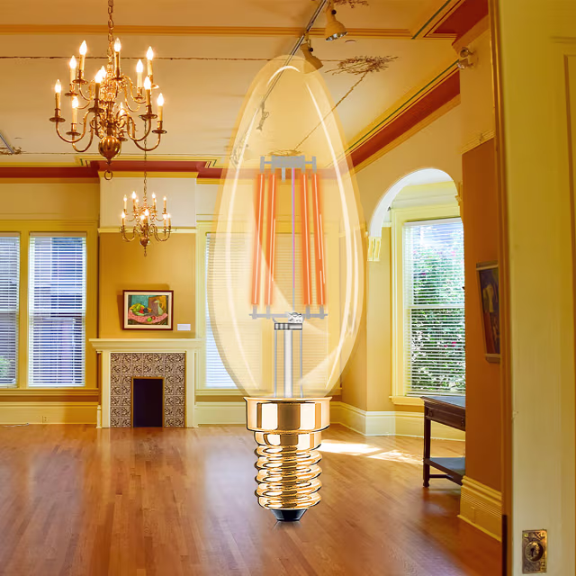 Dimbare amberkleurige LED kaarslamp E14 filament 4W 2200K 360 lumen