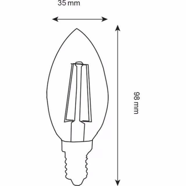 Tien warm witte LED kaarslampen E14 filament 4W 2700K met 320 lumen lichtopbrengst Tien warm witte LED kaarslampen E14 filament 4W 2700K met 320 lumen lichtopbrengst
