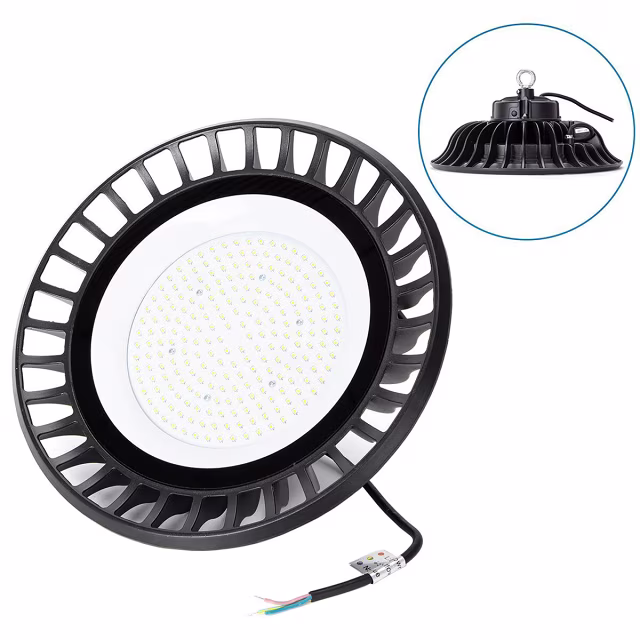 ronde zwarte LED UFO high bay verlichting 150W 18000 lumen 6500K waterdicht IP65 voor magazijn ronde zwarte LED UFO high bay verlichting 150W 18000 lumen 6500K waterdicht IP65 voor magazijn