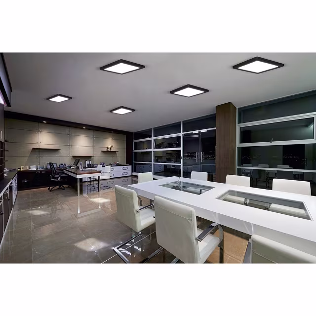 vierkant LED paneel 30x30 cm 24W warm wit 3000K 1680 lumen mat zwart frame opbouw downlight vierkant LED paneel 30x30 cm 24W warm wit 3000K 1680 lumen mat zwart frame opbouw downlight