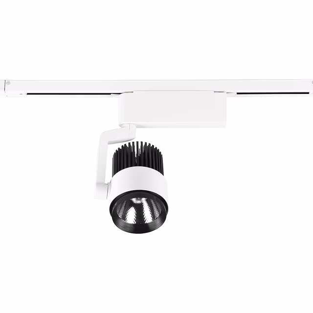 Dimbare 15W LED spot in zwart met verstelbare kop en drie kleurtemperaturen voor railverlichting