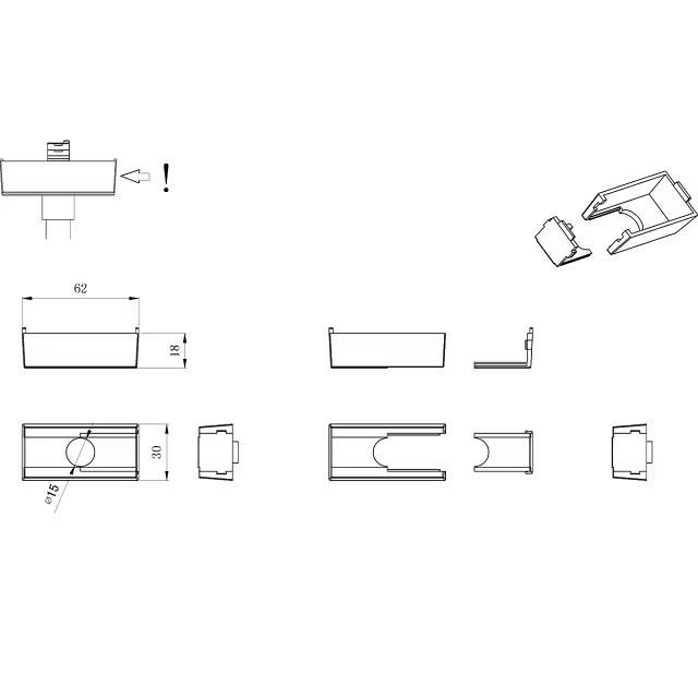Mat zwarte kunststof afdekking voor Trion Dual 2 Fase LED lamp tot 60W binnenverlichting Mat zwarte kunststof afdekking voor Trion Dual 2 Fase LED lamp tot 60W binnenverlichting
