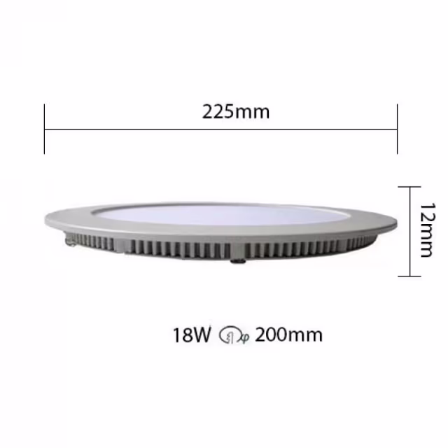 Ronde dimbare LED downlight van 18W met 4200K neutraal wit licht en 225mm diameter inbouwlamp Ronde dimbare LED downlight van 18W met 4200K neutraal wit licht en 225mm diameter inbouwlamp