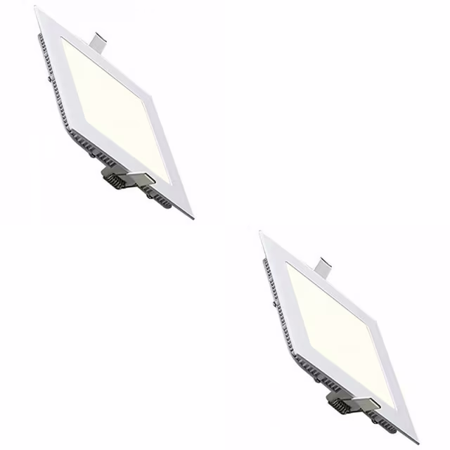 LED Downlight Slim 2 Pack - Inbouw Vierkant 9W Natuurlijk Wit Binnenverlichting LED Downlight Slim 2 Pack - Inbouw Vierkant 9W Natuurlijk Wit Binnenverlichting