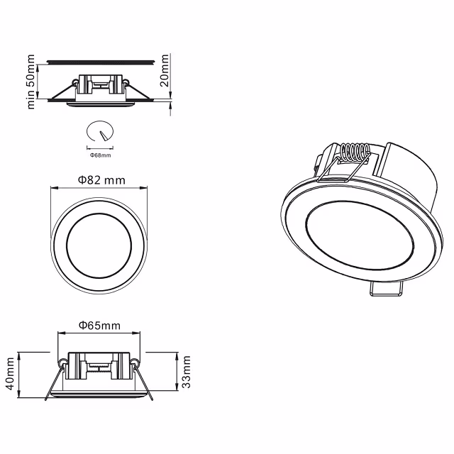 HLW LED LED Spot Recessed LED Downlight 5W Warm White 2700K–3000K Round Matte White Plastic HLW LED LED Spot Recessed LED Downlight 5W Warm White 2700K–3000K Round Matte White Plastic