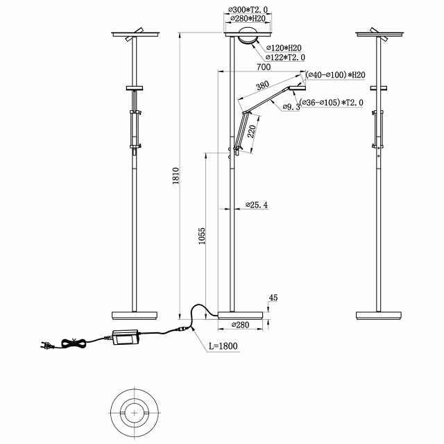 HLW LED Dimmable LED Floor Lamp 38W - Antique Bronze Design HLW LED Dimmable LED Floor Lamp 38W - Antique Bronze Design